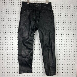 80s Black Leather Pants Women 34 Talon Zip Grunge Rock Band High Waist Kim K